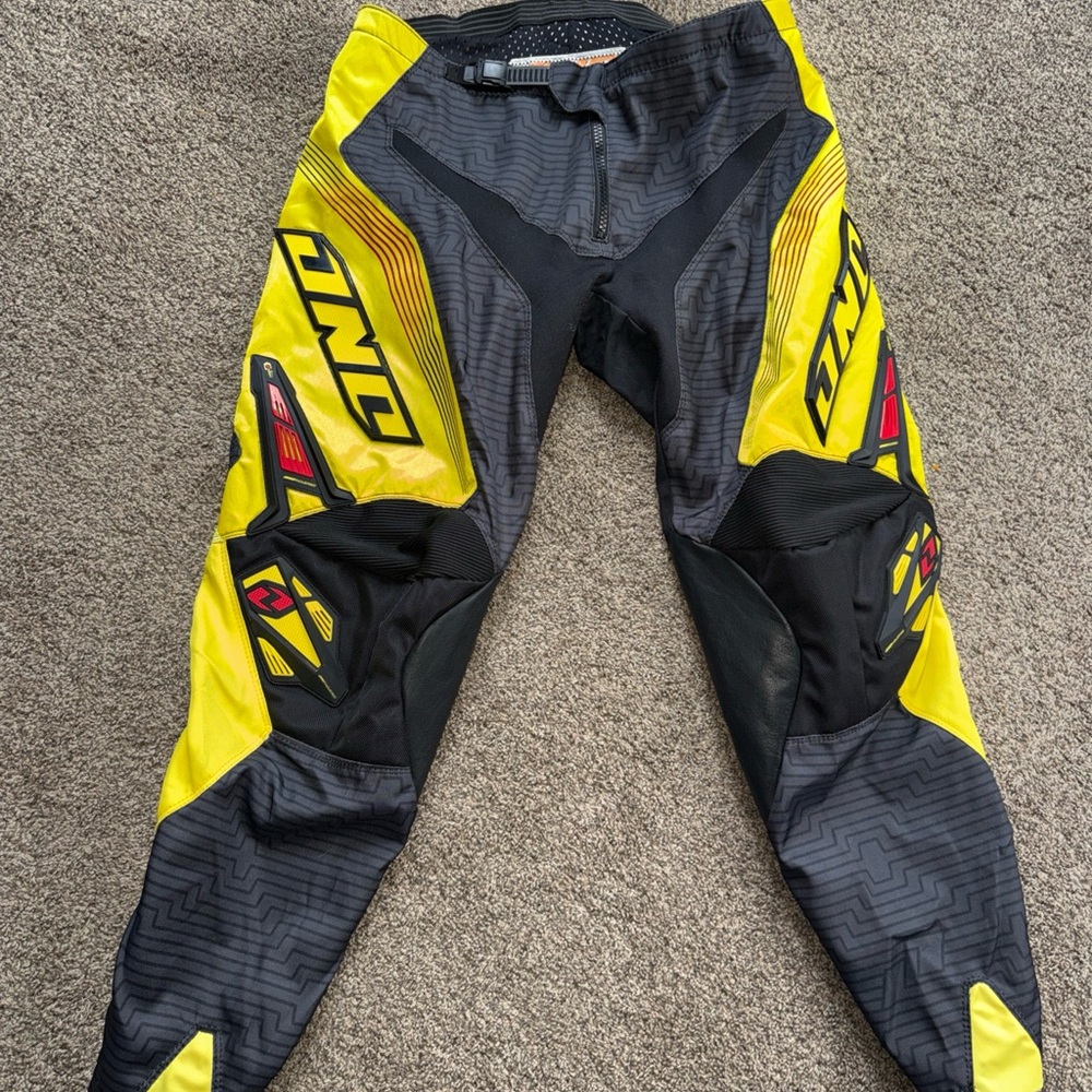One Industries Men’s 36 Yellow, Red, Gray and Black Racing Pants EUC